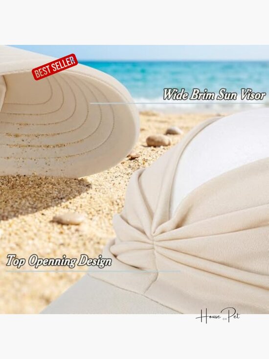 3 Pack Women\'s Sun Visor Hats UPF50+ Large Brim Ponytail Golf Sport Adjustable main image 7